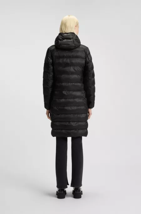 Water-repellent hooded coat with lightweight padding