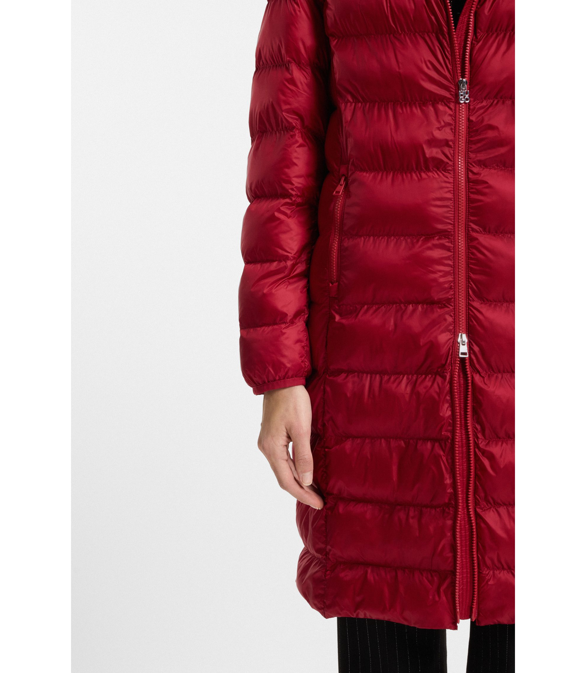 HUGO Wasserabweisender Kapuzenmantel mit leichter Füllung Rot
