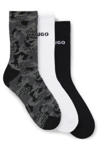Three-pack of short-length socks with logo details, White / Grey / Black