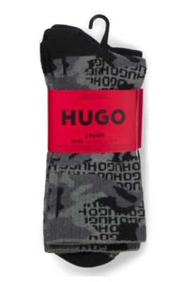 Three-pack of short-length socks with logo details, White / Grey / Black