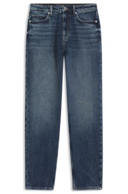 Mom-fit jeans in authentic blue comfort-stretch denim, Blue