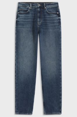 Mom-fit jeans in authentic blue comfort-stretch denim, Blue