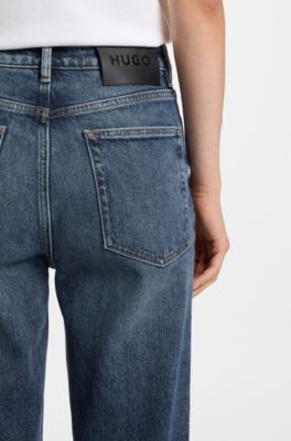 Mom-fit jeans in authentic blue comfort-stretch denim, Blue
