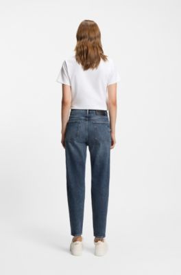 Mom-fit jeans in authentic blue comfort-stretch denim, Blue