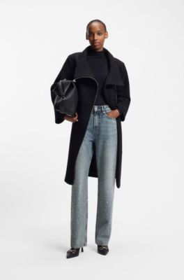 Jeans met rechte pijpen versierd met strassteentjes, Blauw