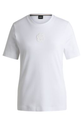 Interlock-cotton T-shirt with Double B monogram, White