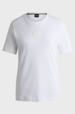 Interlock-cotton T-shirt with Double B monogram, White