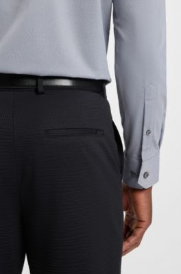 Regular-fit shirt in structured stretch fabric, Blue