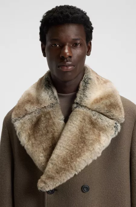 Manteau en laine vierge avec col amovible en fourrure synthétique