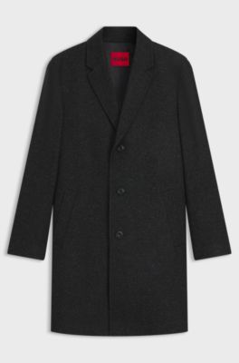 Regular-fit coat in cavalry twill, Black