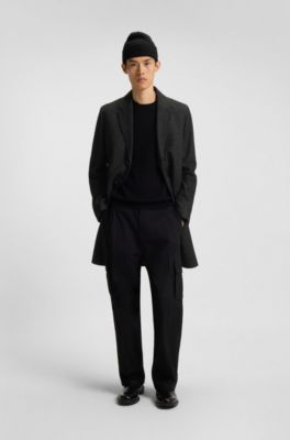 Regular-Fit Mantel aus Cavalry-Twill, Schwarz