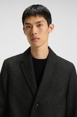 Regular-fit coat in cavalry twill, Black