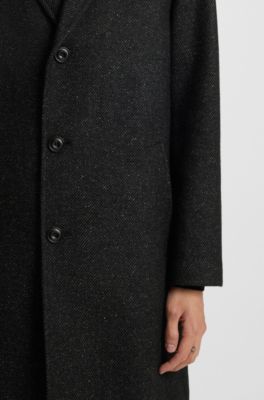 Regular-fit coat in cavalry twill, Black