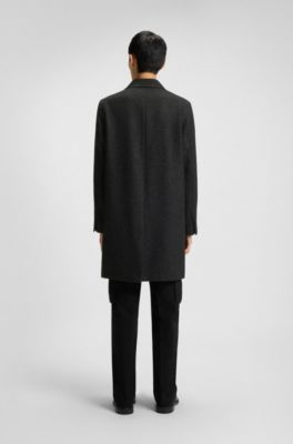 Regular-fit coat in cavalry twill, Black