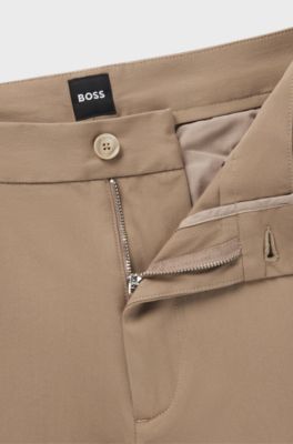 Pantalon Modern en coton stretch m&eacute;lang&eacute;, Beige