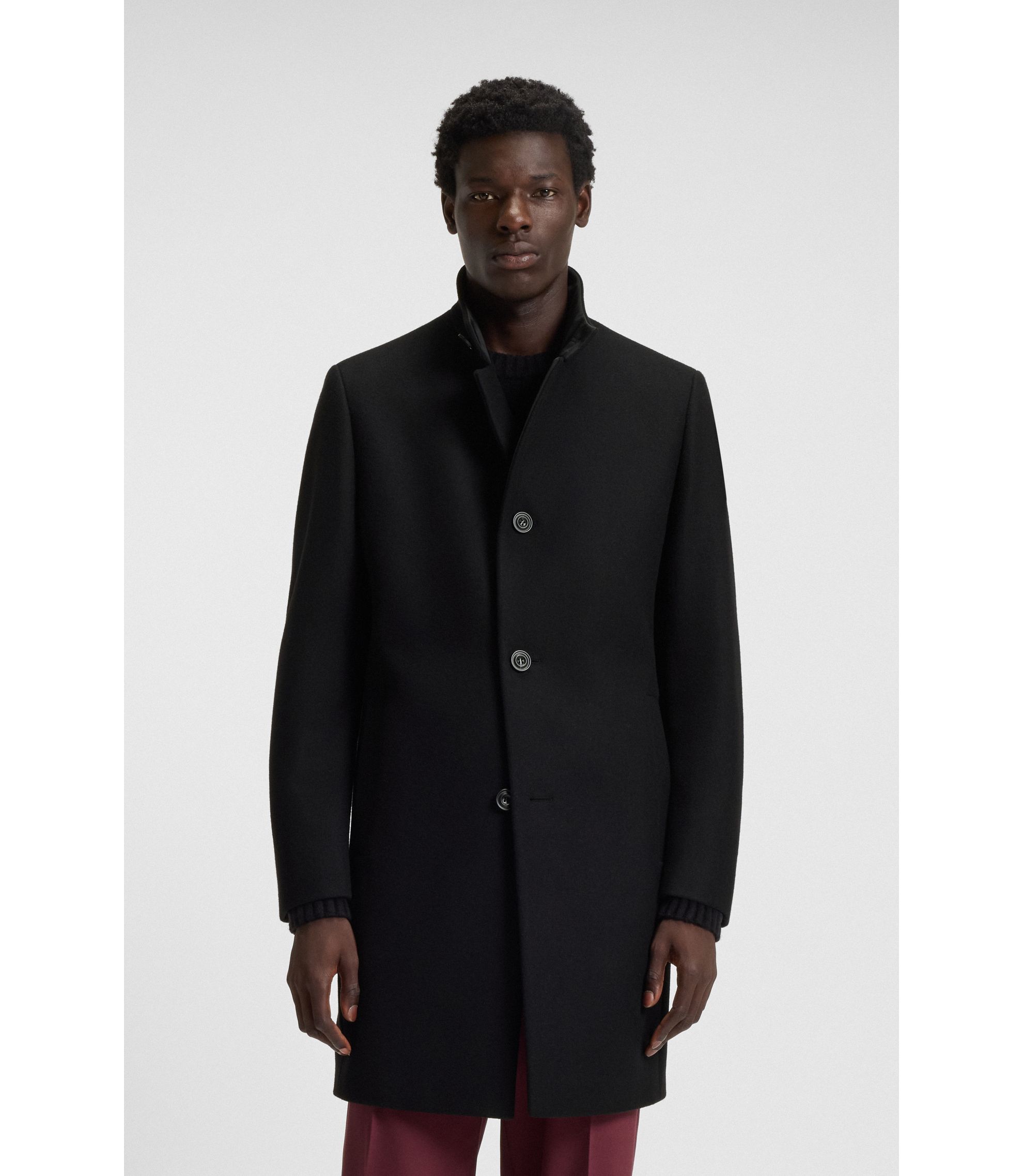 【週末限定価格】HUGO BOSS メンズフード付きウールコート　ブラック hbeu50546551_001_350?wid=1980&