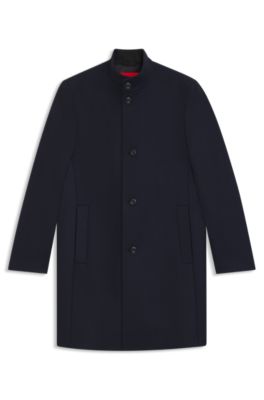 Regular-Fit Mantel aus Woll-Mix, Dunkelblau