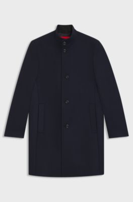 Cappotto regular fit in misto lana, Blu scuro