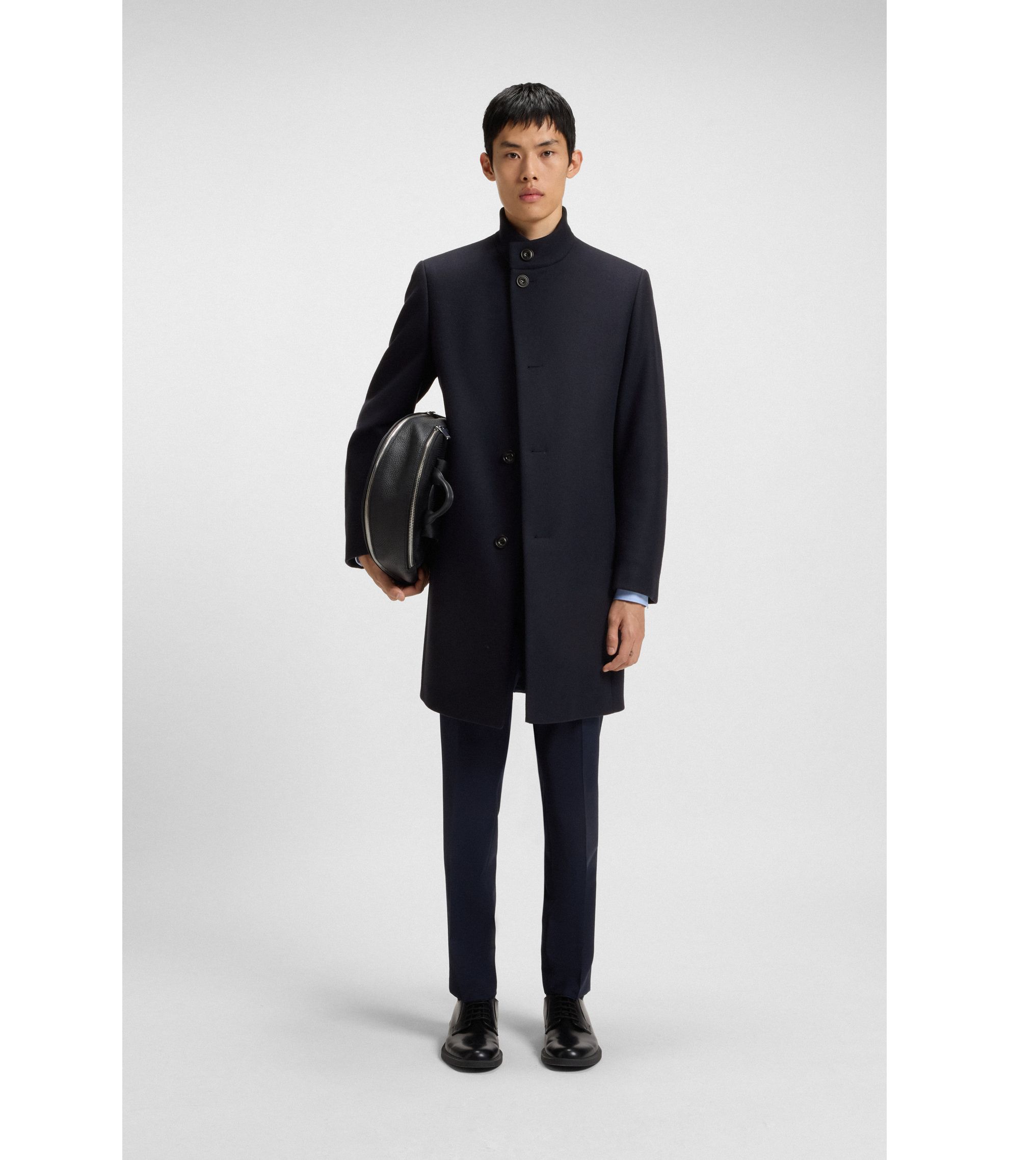 HUGO - Regular-fit coat in a wool blend - Dark Blue