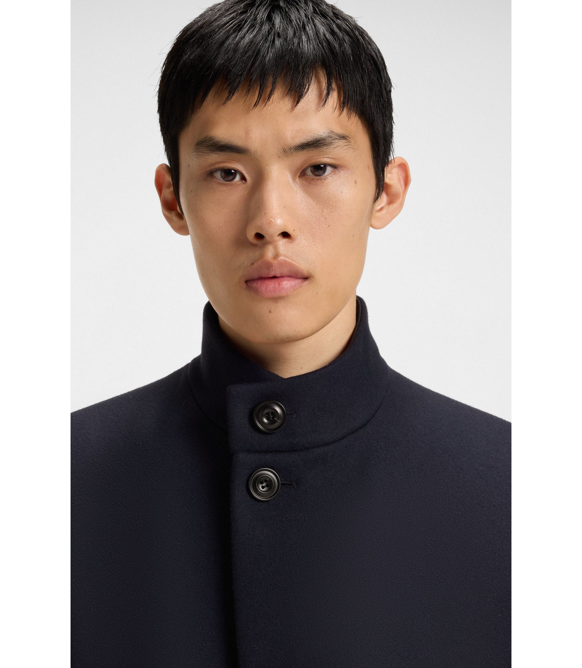HUGO - Regular-fit coat in a wool blend - Dark Blue