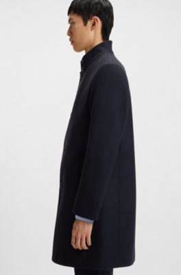 Regular-fit coat in a wool blend, Dark Blue