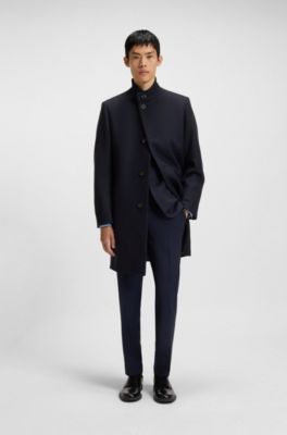 Regular-fit coat in a wool blend, Dark Blue