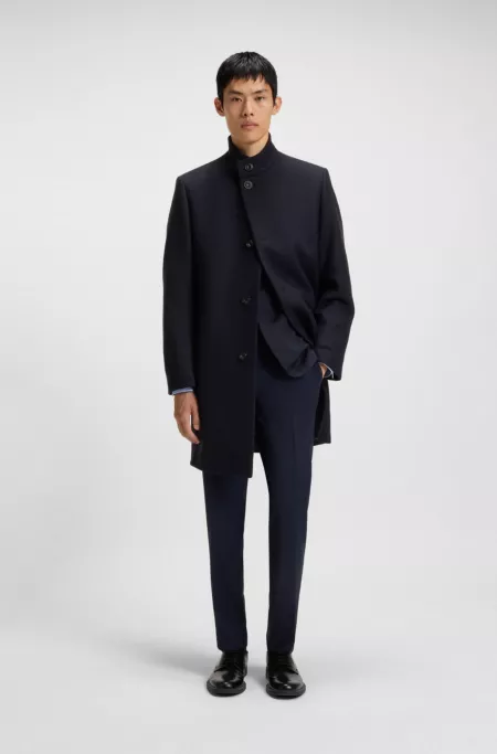 Abrigo regular fit en mezcla de lana