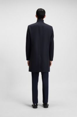 Cappotto regular fit in misto lana, Blu scuro