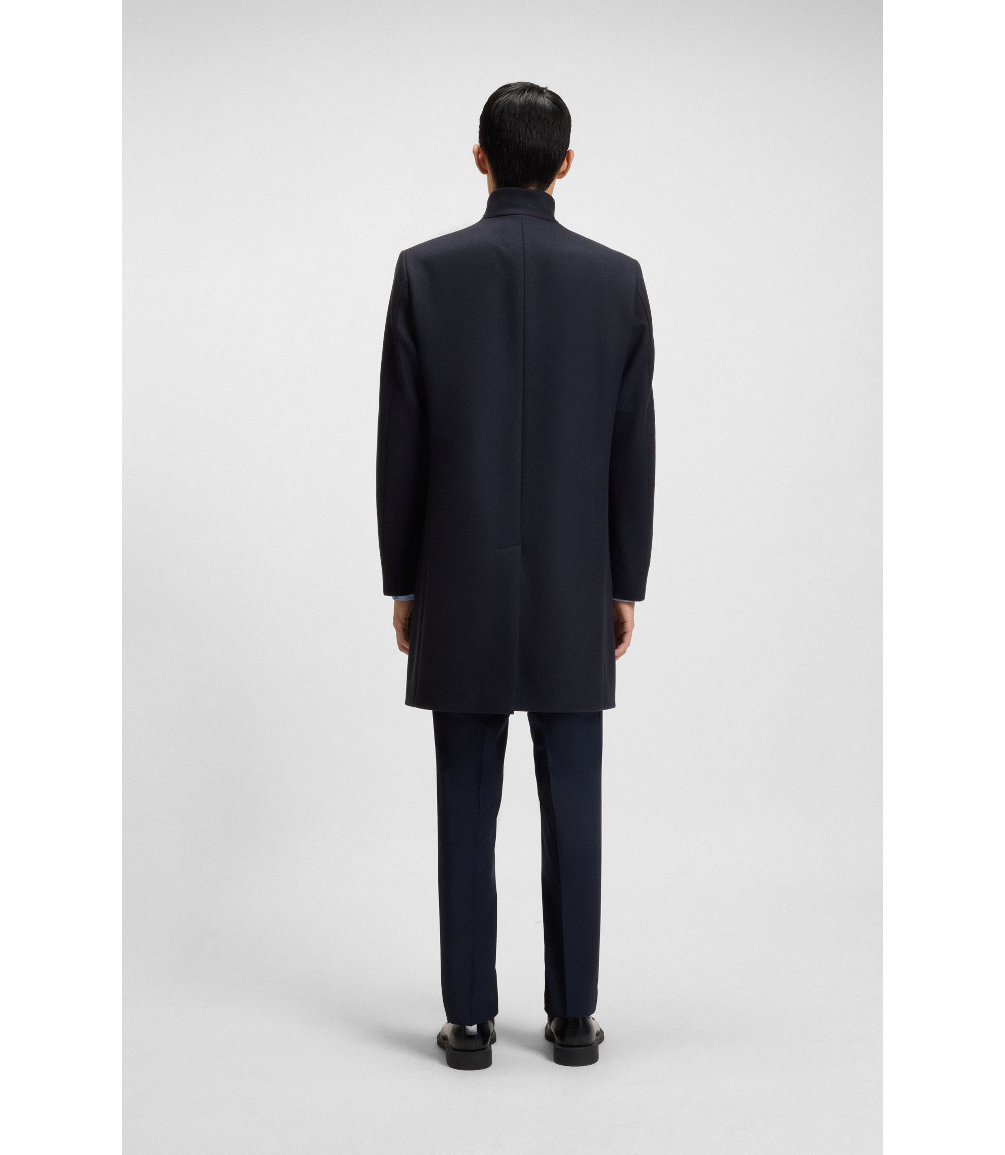 HUGO - Regular-fit coat in a wool blend - Dark Blue