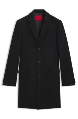 Slim-Fit Mantel aus Woll-Mix mit Kaschmir, Schwarz