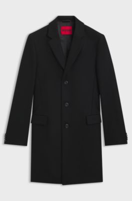 Slim-fit coat in a wool blend with cashmere, Black