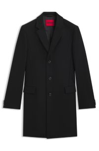 Slim-fit coat in a wool blend with cashmere, Black