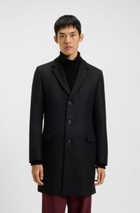 Manteau Slim en laine mélangée à du cachemire, Noir