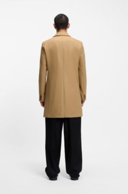 Slim-fit coat in a wool blend with cashmere, Beige