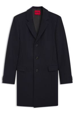 Slim-fit coat in a wool blend with cashmere, Dark Blue