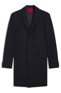 Slim-fit coat in a wool blend with cashmere, Dark Blue