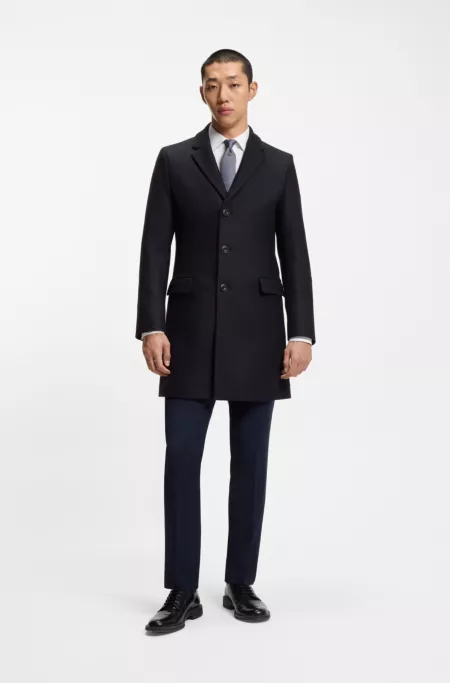 Slim-fit coat in a wool blend with cashmere