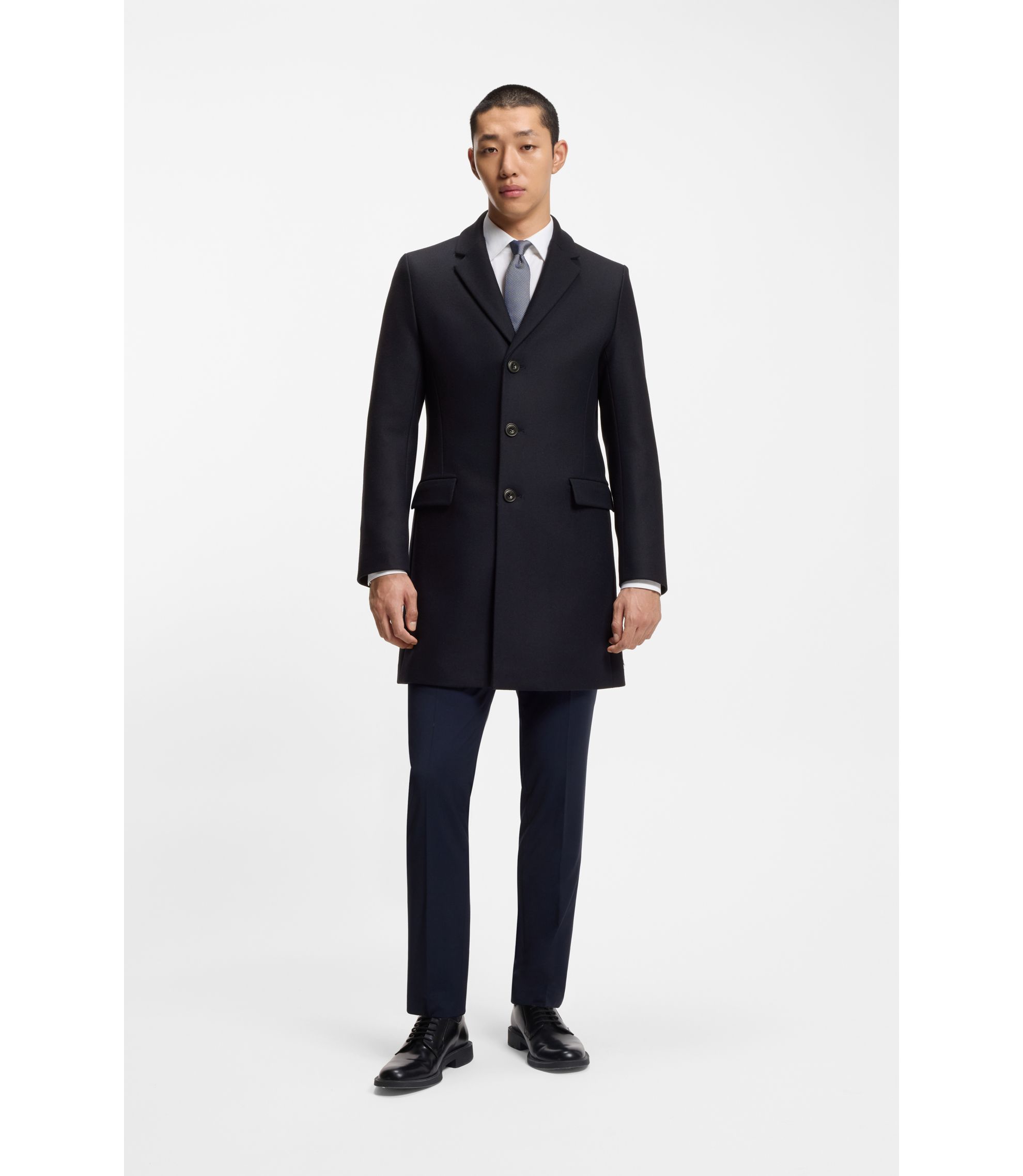 超美品 HUGO BOSS 48 NERON ベロア チェスターコート ヒューゴボス メンズ コート HUGO BOSS ブランド チェスター