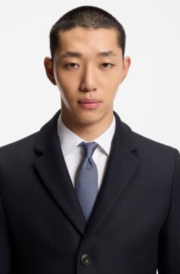 Slim-fit coat in a wool blend with cashmere, Dark Blue