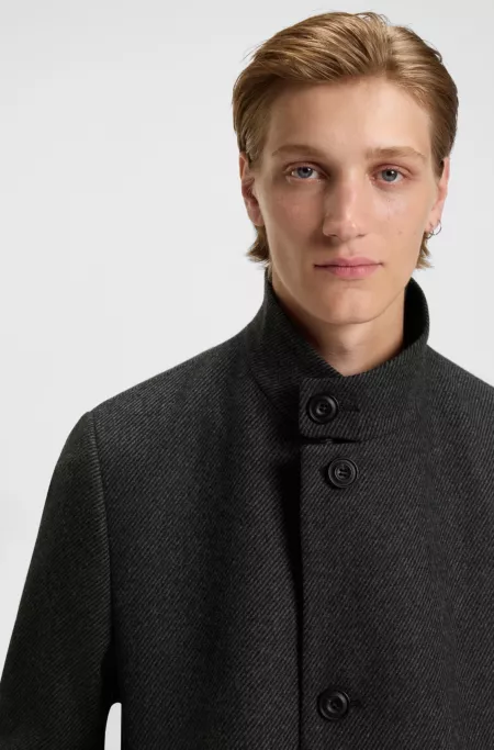 Regular-fit coat in wool-blend twill