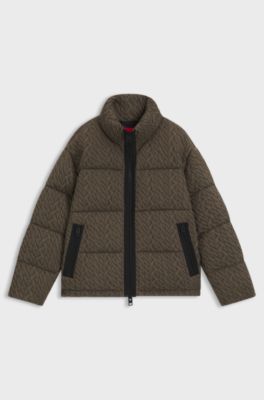Puffer jacket with cable-knit structure, Brown