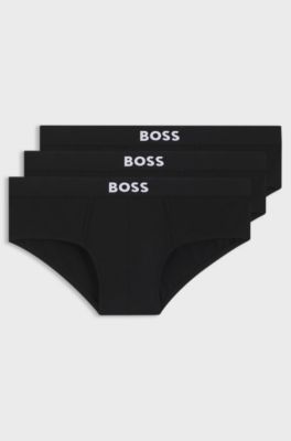 Slips mit niedrigem Bund aus Stretch-Baumwolle im Dreierpack, Schwarz