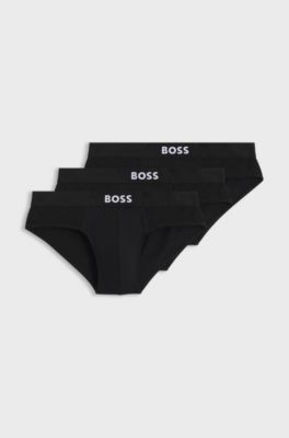 BOSS ONE three-pack stretch-cotton briefs, Black