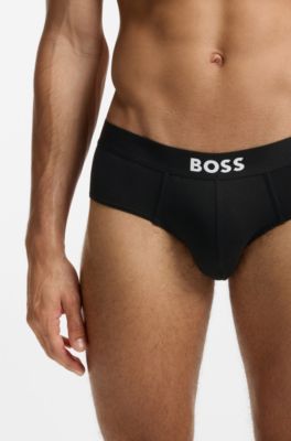 Slips mit niedrigem Bund aus Stretch-Baumwolle im Dreierpack, Schwarz