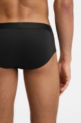 Lot de trois slips taille basse en coton stretch, Noir