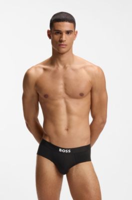 Three-pack low-rise briefs in stretch cotton, Black