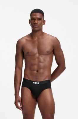 BOSS ONE three-pack stretch-cotton briefs, Black