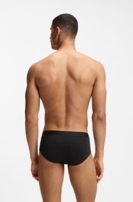 Three-pack low-rise briefs in stretch cotton, Black