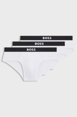 Set van drie slips van stretchkatoen met lage taille, Wit