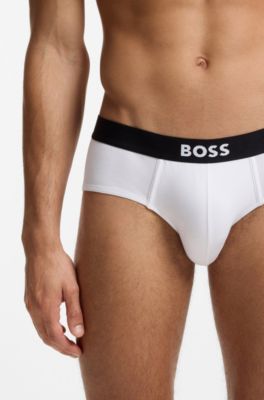 Set van drie slips van stretchkatoen met lage taille, Wit